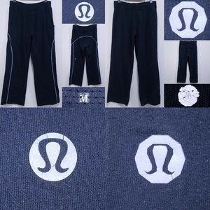 2 Lululemon Black Yoga Pants Size 8 Medium Straight Leg Mens Womans 30" Inseam